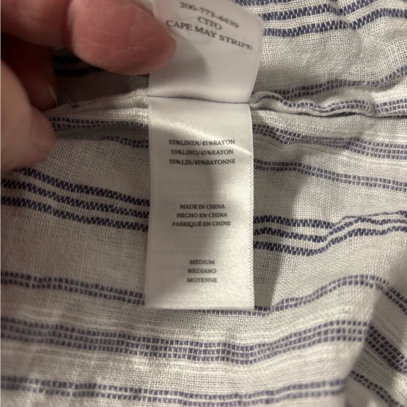 Rails Cape May Stripe Top Button Front Pockets Cuffed Sleeves Size M Blue/White - Picture 5 of 5